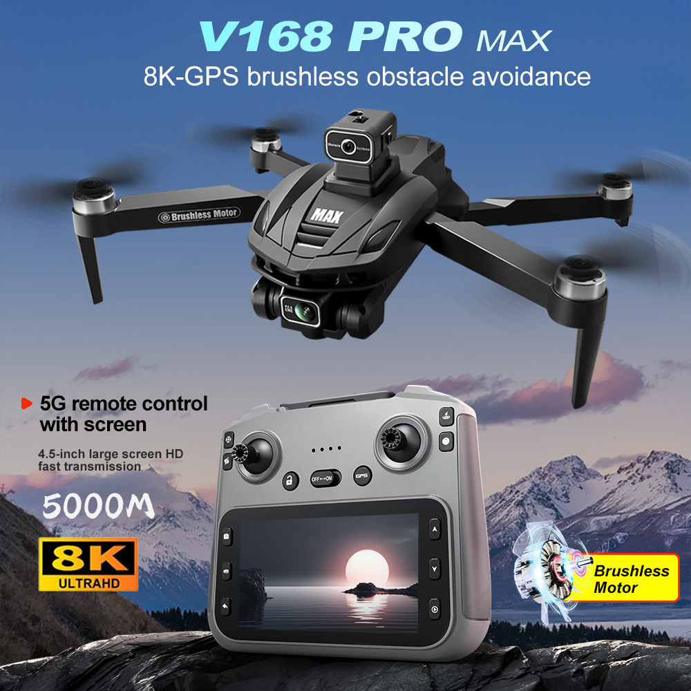 V168 PRO Max GPS Drone 8K Prof - Drone Rc With Screen ulasan dan harga