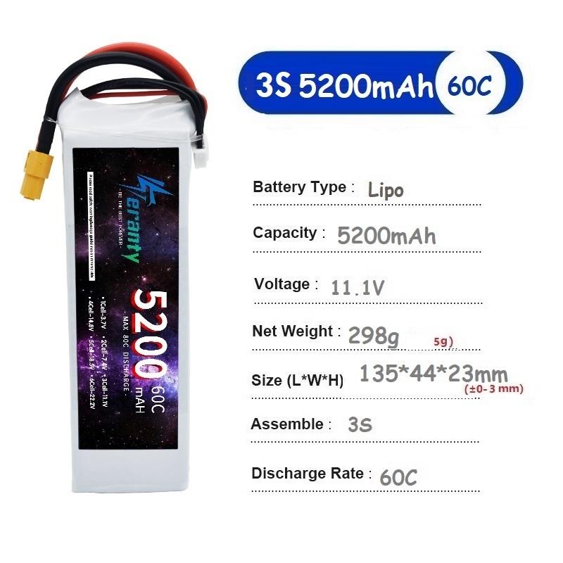 TERANTY  3S  5200MAH 60C batte - Drone Avion Rc ulasan dan harga