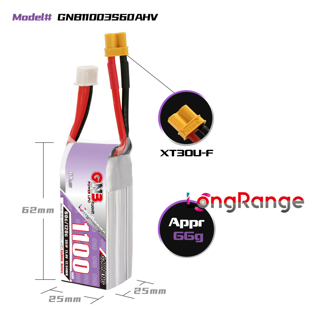 GNB 1100mAh 2S 3S 4S 6S 60C/12 - Nano Quad Fpv ulasan dan harga
