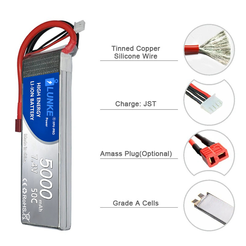 Batterie Lipo 2S 7.4V 5000mAh  - Drone Avion Rc ulasan dan harga
