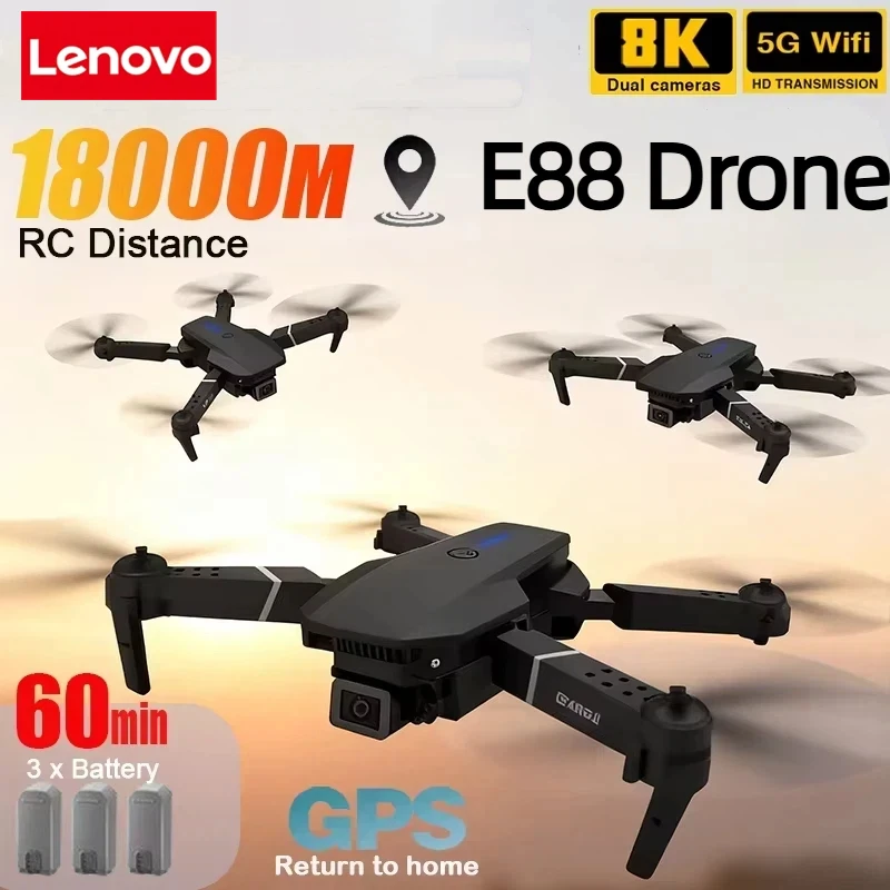 Lenovo New E88 Pro WIFI FPV Dr - Drone E88 Rc Quadcopter ulasan dan harga