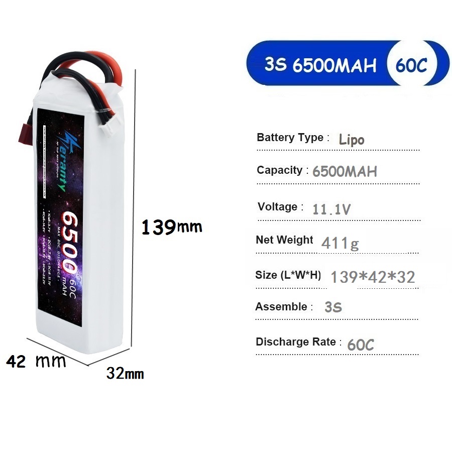 TERANTY  11.1V  6500MAH batter - Drone Avion Rc ulasan dan harga